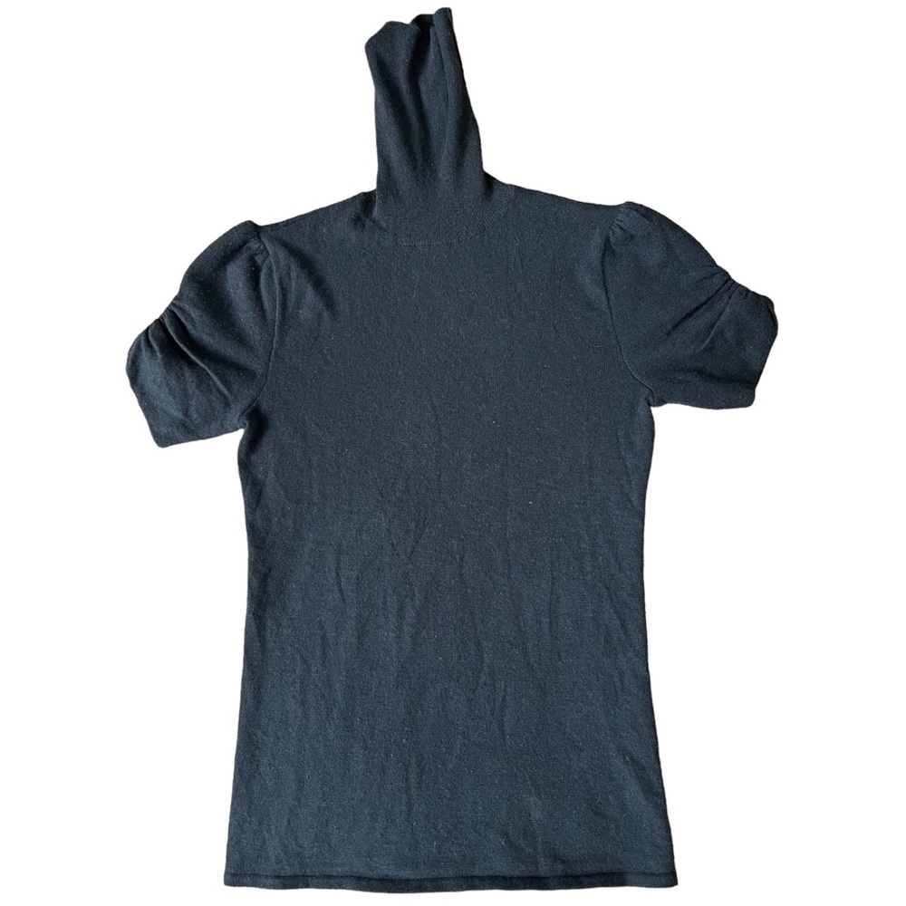 Ralph Lauren-black label, cashmere, ruched sleeve, turtleneck sweater-*flawed*